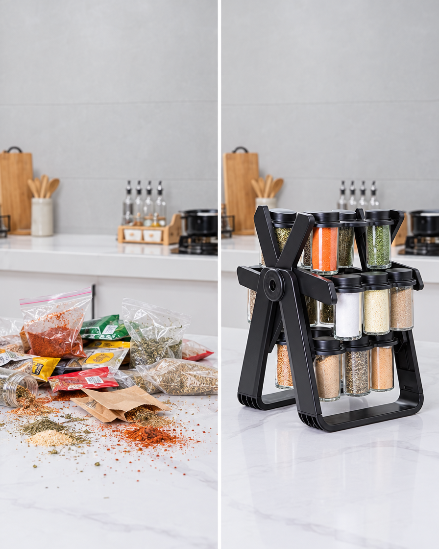 كل التوابل مرتّبة وظاهرة